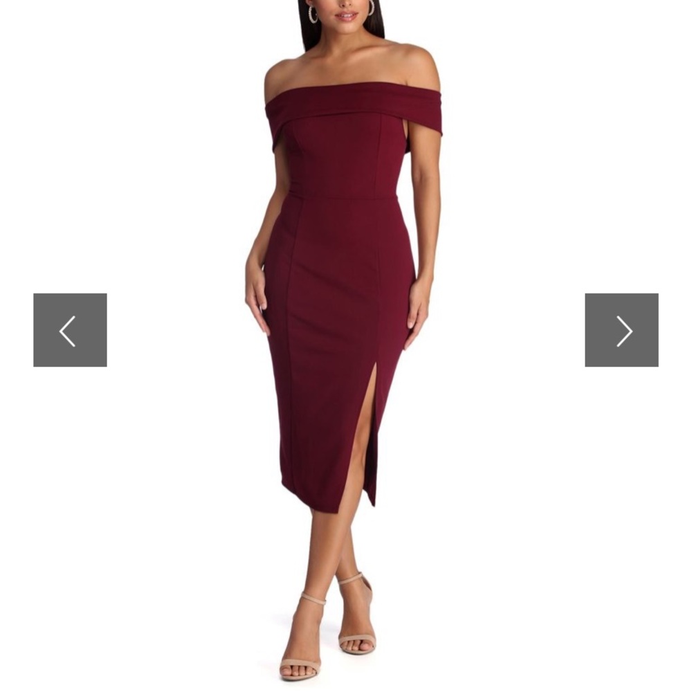 Kate Formal Crepe midi Burgundy dress